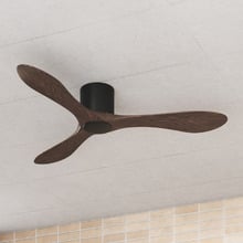 Shinzo 132cm DC Low Profile Walnut & Matte Black Smart Ceiling Fan with Remote Control